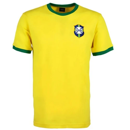 Brazil 1970's World Cup Retro T-Shirt - Yellow/Green