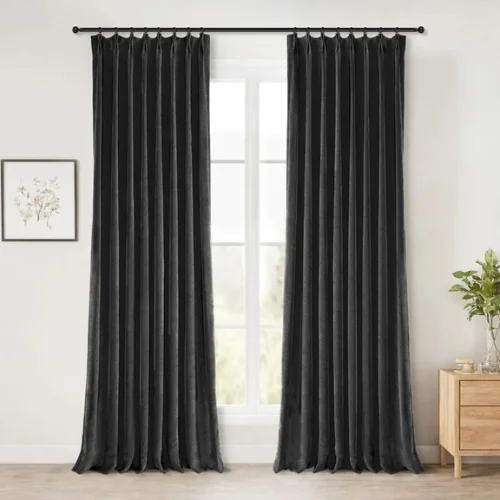 Harmonia | Total Darkness Blackout & Soundproof Curtains Custom Drapes for Living Room & Bedroom Black